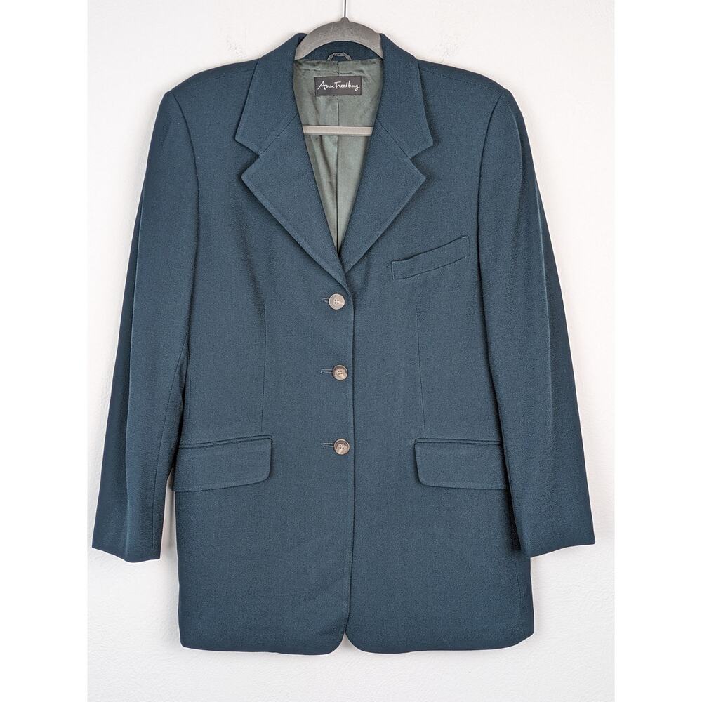 Ann Freedberg Blazer Jacket Wool Vintage Francesca Dark Academia Green Size 10